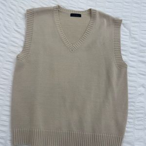 OAK + FORT Beige V-Neck Sweater Vest